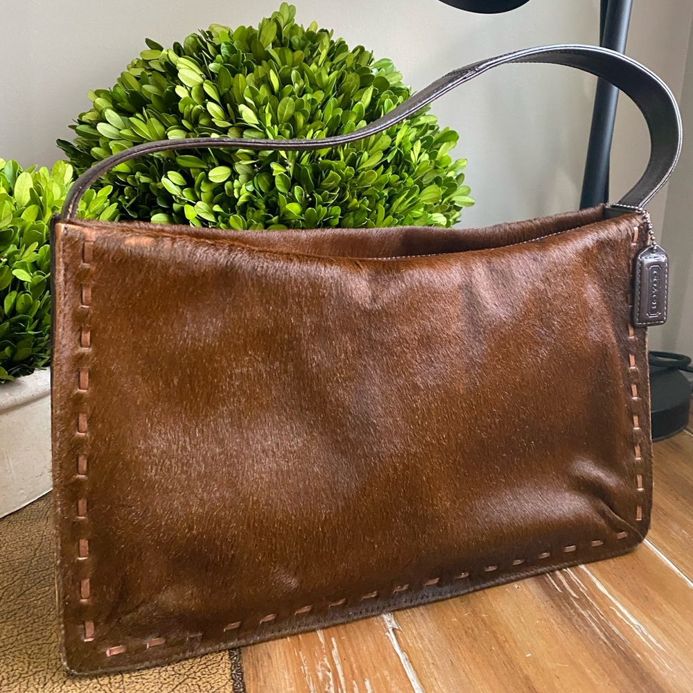 2002 Coach Vintage Y2K Brown Calfhair Stitched Shoulder Bag - Picture 16 of 16